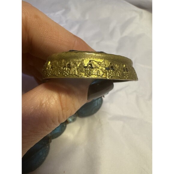 Vintage Blue Etched Glass Pendant Necklace - Picture 8 of 9